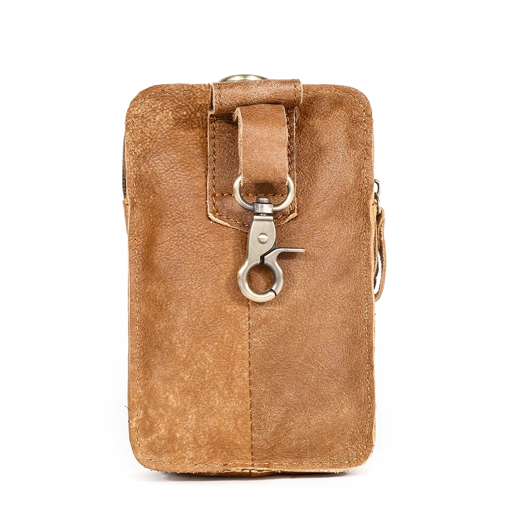 RETROGOO-riñonera de cuero genuino para hombre, Bolso pequeño de cuero de vaca hecho a mano, Estilo Vintage, vaquero