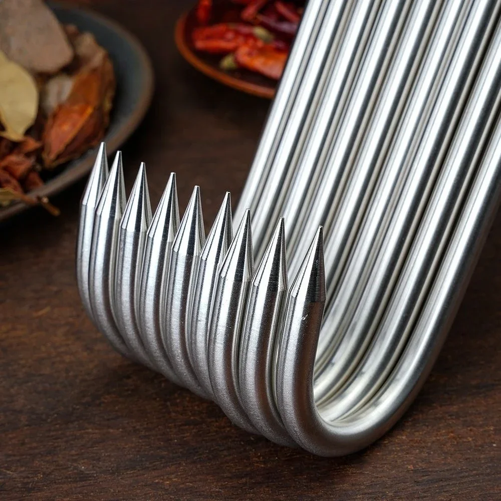 [100kg Heavy Duty] Stainless Steel Meat Hooks Butcher Hooks for Hanging Drying Meat Kitchen slaughterhouse