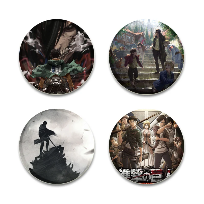 Hot Sale Anime Brooches Attack on Titan Pin Eren Levi Armin Arlert Erwin Cartoon Badge for Backpack Hat Jewelry Accessories Gift