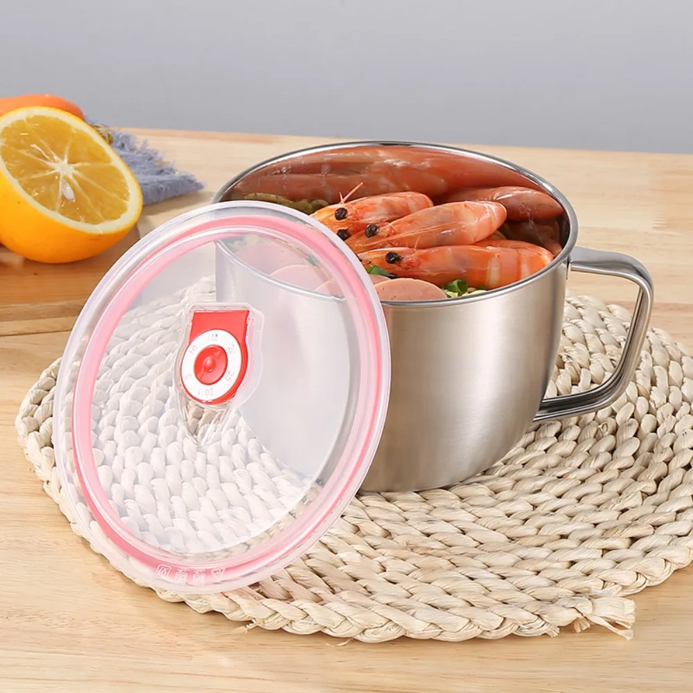 

Rice Bowl 316 Stainless Steel Dormitory Instant Noodle Bowl Leak Proof with Lid Ramen Bowl Large Capacity Soup Bowl School