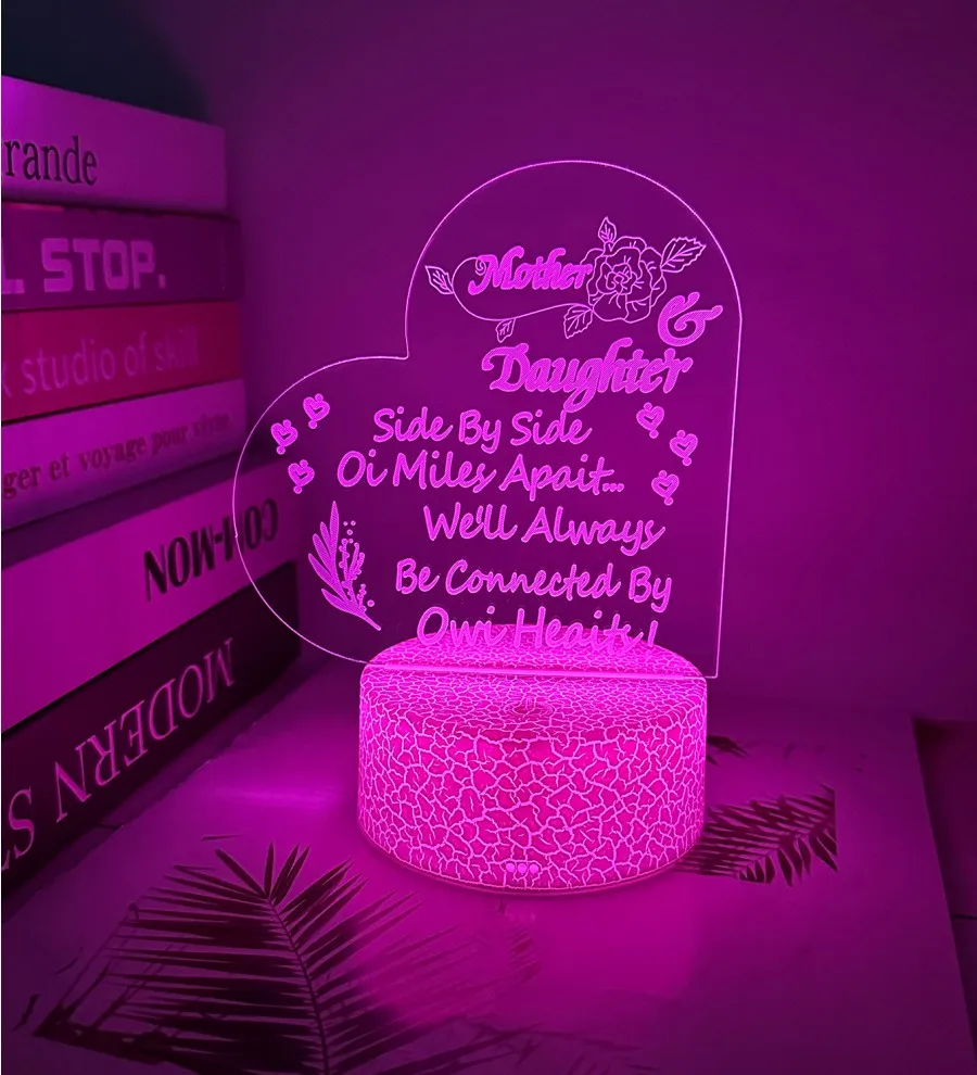 

1pc 3D Acrylic LED Night Light, Modern Bedside Lamp, Father's Day Blessing Message, Plastic Base Home Decor, USB Powered Desk Li