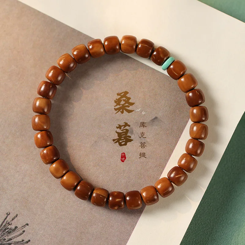 Collection Cook Bodhi Old Bead Single Circle Bracelet Artistic Simple Magnesite Turquoise Spacer WenPlay Bucket Bead Hand String
