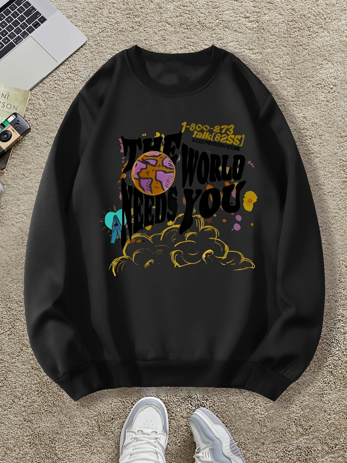 

Осенне-зимняя мужская и женская спортивная одежда с длинными рукавами и принтом в стиле хип-хоп, повседневная свободная уличная одежда