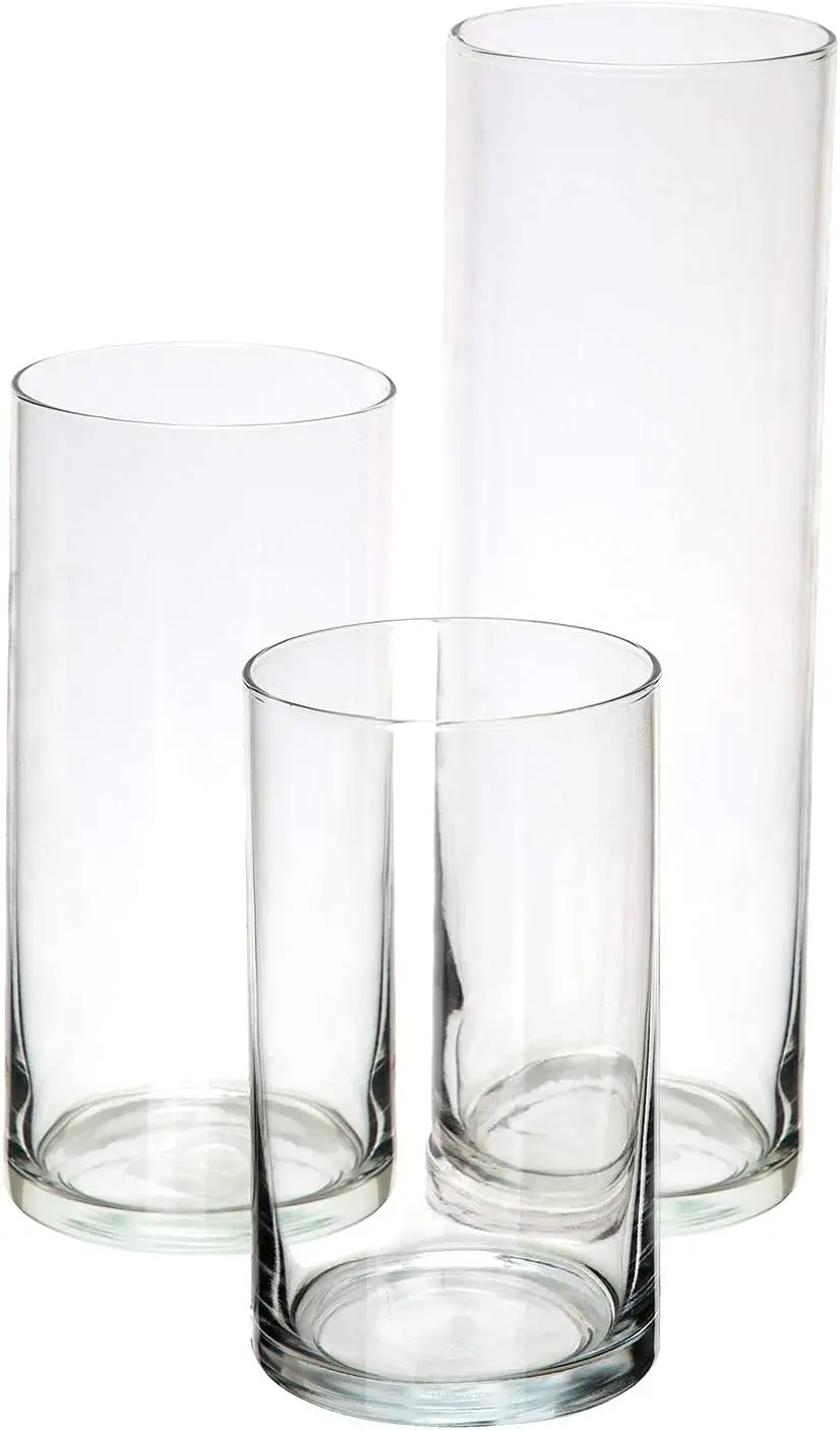 

Glass Cylinder Vases for Centerpieces – Set of 3 Clear Vases for Wedding, Table Decor, Floating