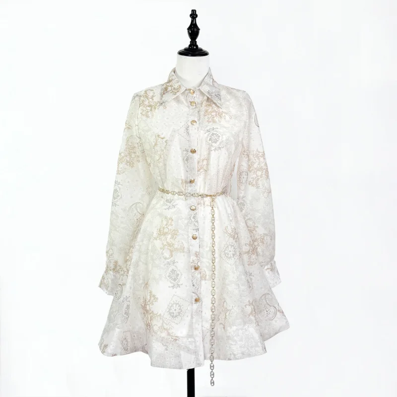 

Юбка А-силуэта с ретро-принтом, весна-лето, с завышенной талией, вельветовая, в стиле французского чайного перерыва, длинная, с рукавами-фонариками