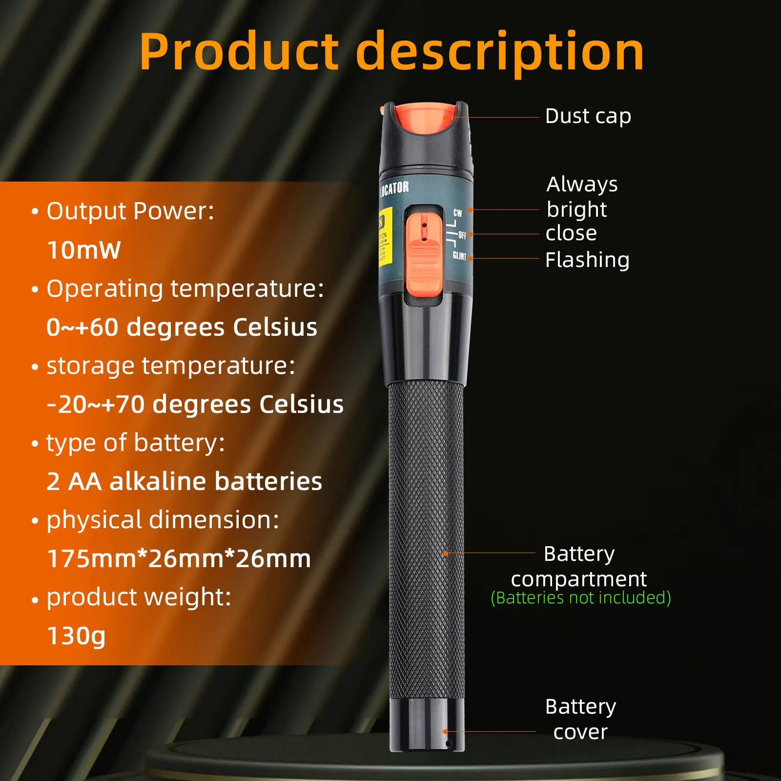 Visual Fault Locator 10KM FTTH Telecommunications Fiber Optic Cable Tester Meter SM FC-LC/SC-LC Male to Female Adapter Connector
