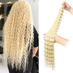 30Inch Synthetic Pre Stretched Deep Wave Crochet Hair Ombre Braiding Hair High Temperature Fiber Extensions for Women