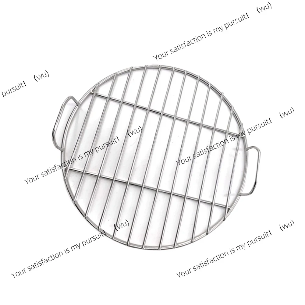 Round stainless steel grill mat with cooking clip, not easy to clean grill net, suitable for indoor and outdoor use