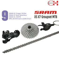 SRAM x5 x7 1x9 9V speed MTB Folding Bike Trigger Shifter Rear Derailleur PG 970 Cassette K7 SH KMC Z9 Chain Bicycle Accessories