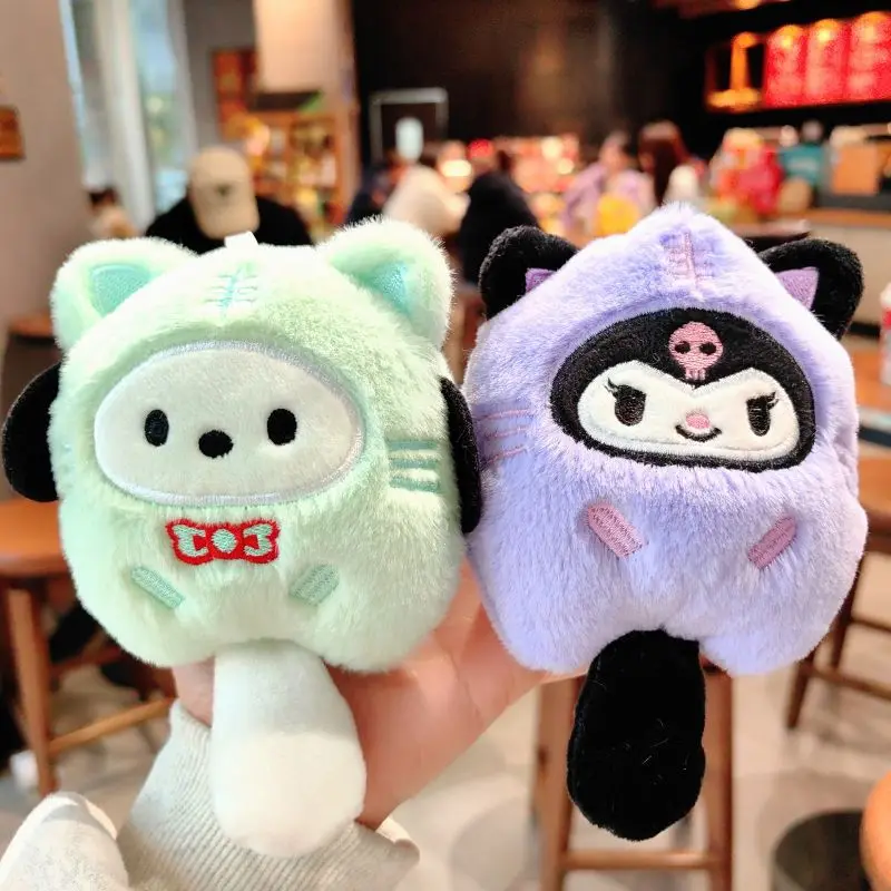 Japonês sanrio dos desenhos animados brinquedo de pelúcia chaveiro kawaii olá kitty kuromi mochila pingente purin cinnamoroll presente do feriado das crianças