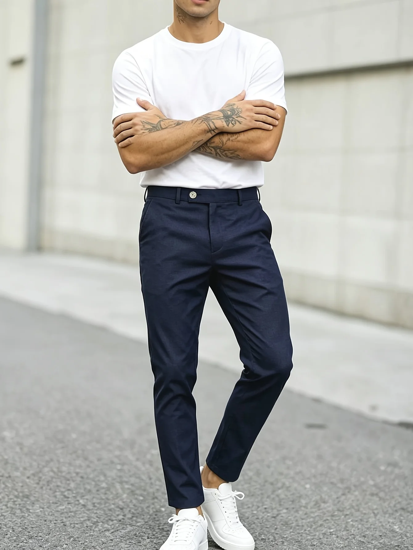 Men's Loose Straight Fit Casual Pants with Double Pleats, Flowing Drape, High-End Look, Slimming Wide-Leg Long Trousers