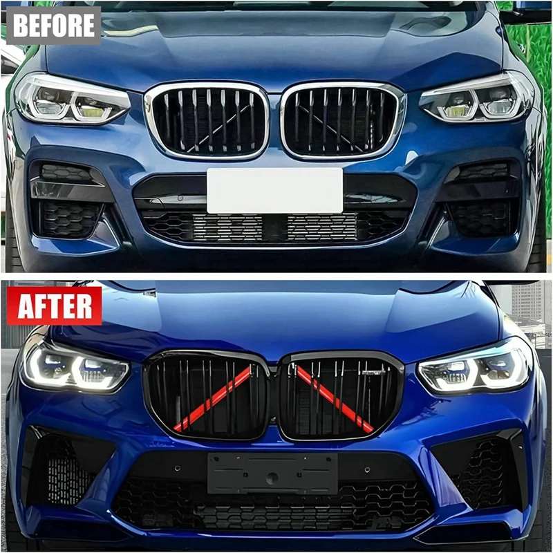 Super Sale Front Grill Inserts Trims for BMW X3 G01 X4 G02 X5 G05 X6 G06 Wrap Covers Grill Stripes Accessories Red