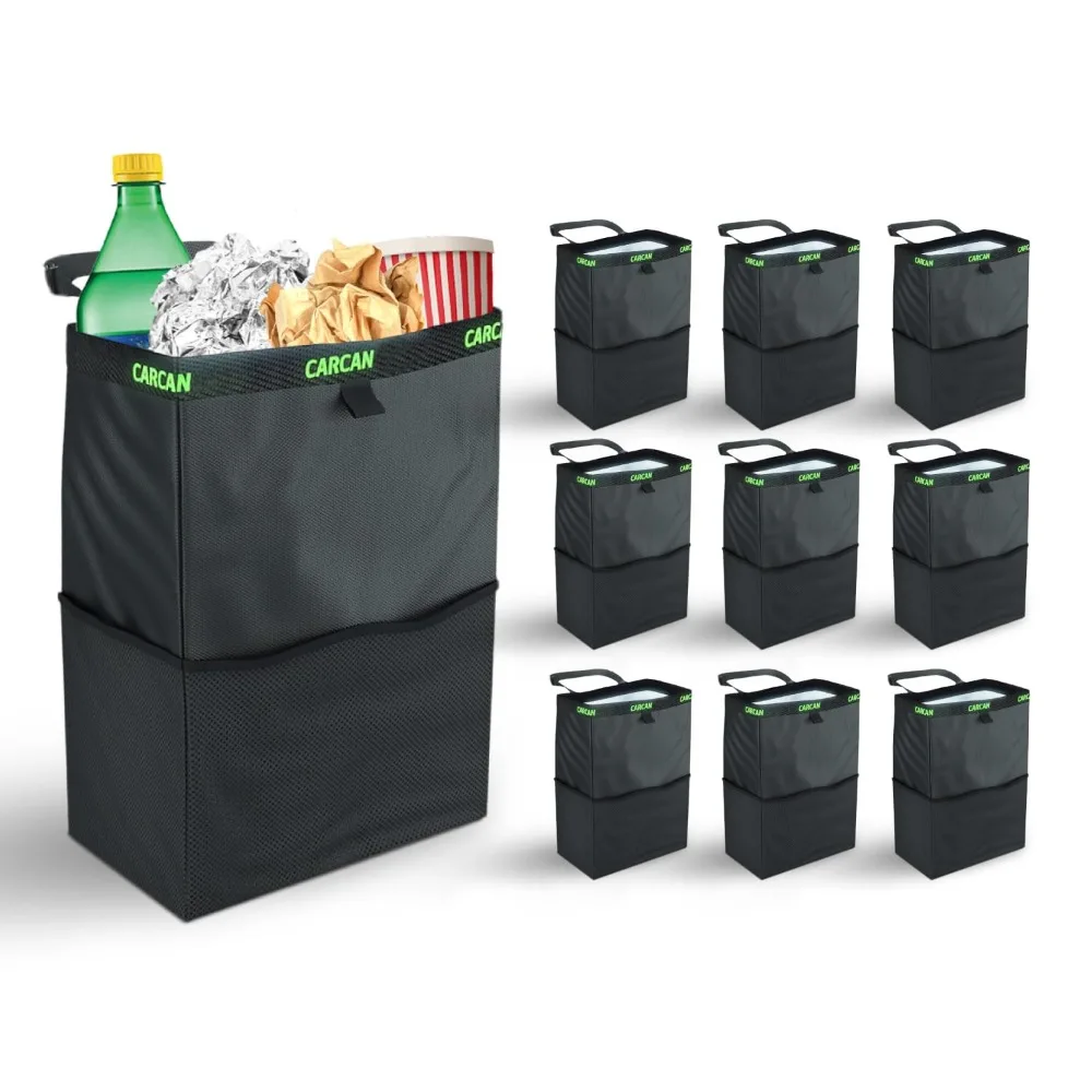 

3 in 1 Hanging Car Trash Can Back Seat Cooler Storage Bag Metal Frame Washable Reusable 10 Pack