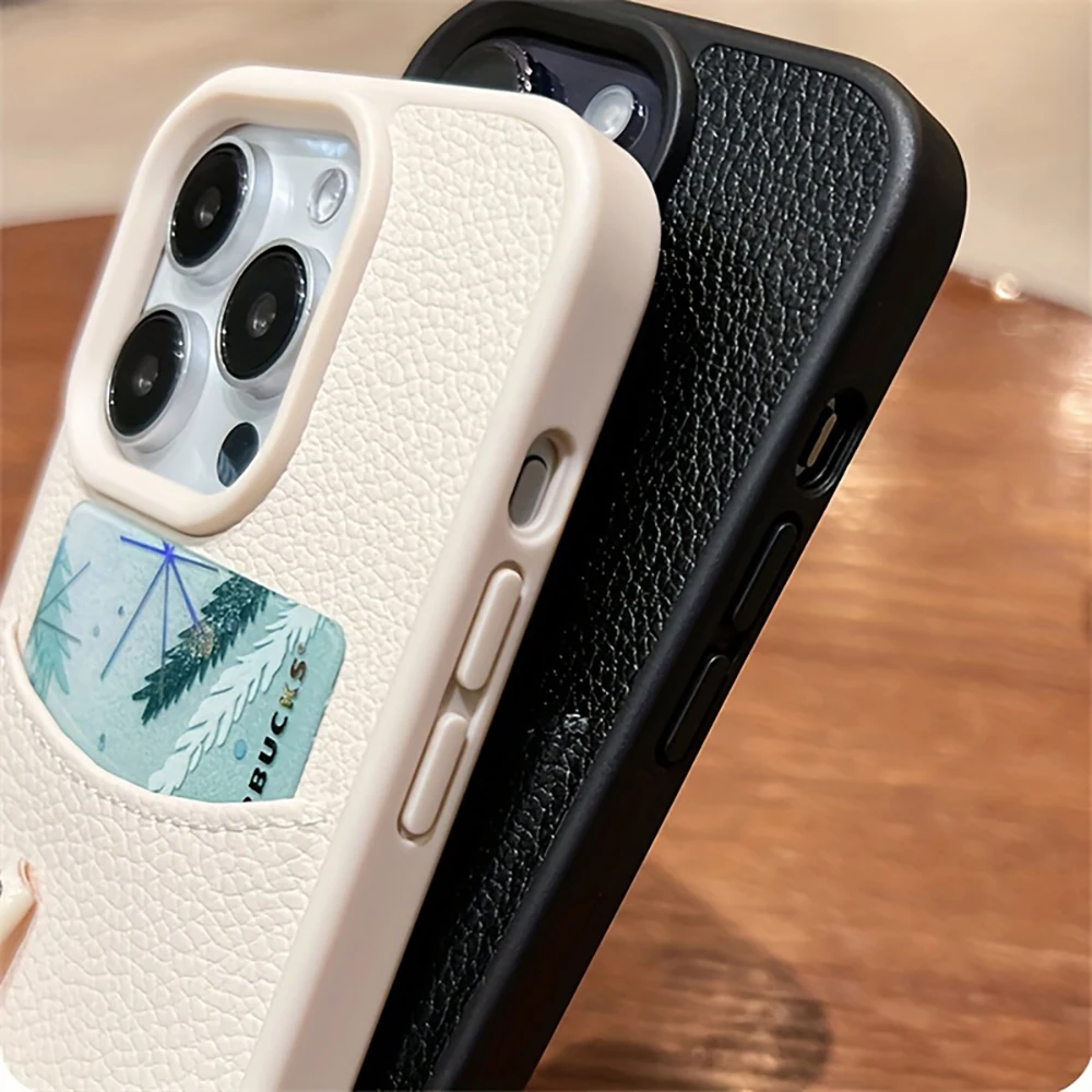 Personalized Card Slot Case For iPhone 12 13 14 15 16 Pro Max Customized Name Luxury Leather Initial Letters Cover 15 16 Pro Max