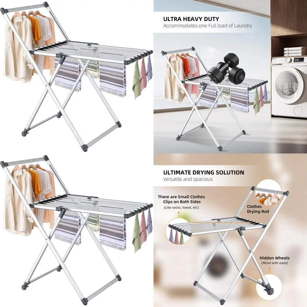 

Складная сушилка для белья для использования в помещении/на улице, компактный дизайн, 10 зажимов для носков в комплекте, идеально подходит для одежды, полотенец и тапочек.