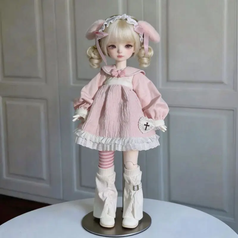 Striped Stockings + Buckle Leg Warmers, Pastel Kawaii Outfit for 1/6 30Cm Bjd Doll Daily Match & Cute Photo Shooting Props