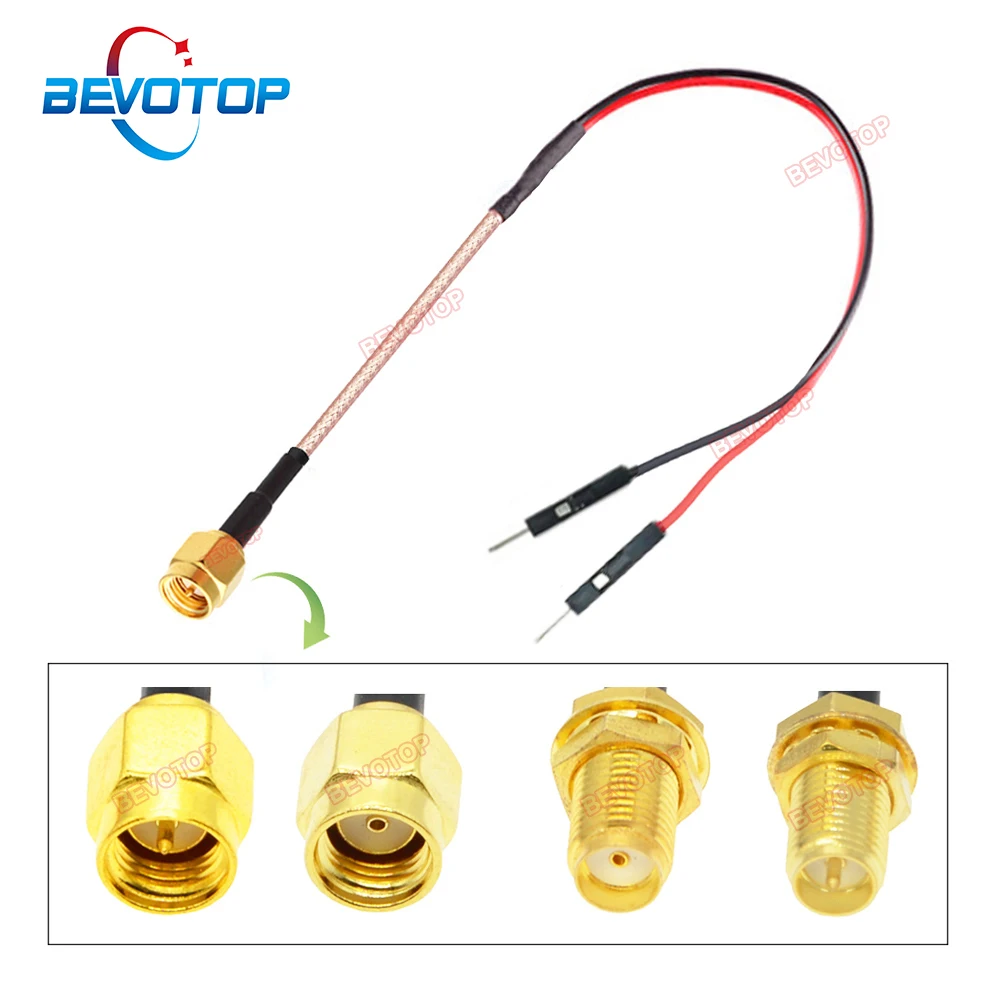 1PCS SMA to DuPont Cable RP-SMA/ SMA Male Female to DuPont 2.54mm Male Plug Test Line RG316 Extension Jumper BEVOTOP Custom-made