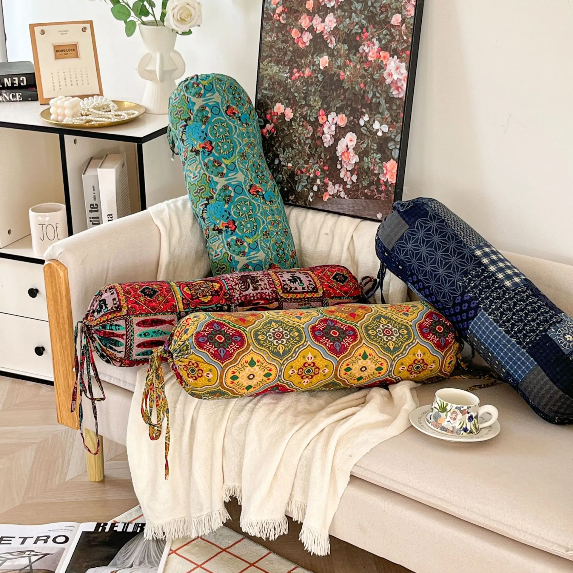 Bohemian Candy Stripe Pet Pillow for Dogs Cats for Sofa Bed Living Room Decor Cushion Retro French Style Home Decor Accessory