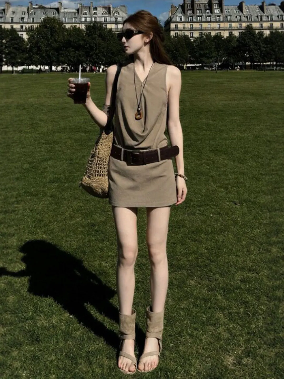

Retro Style Unique Beautiful Swing Neck Top And Short Skirt Two Piece Set Complete Ootd Summer 2026 Comfortable Slim Fit