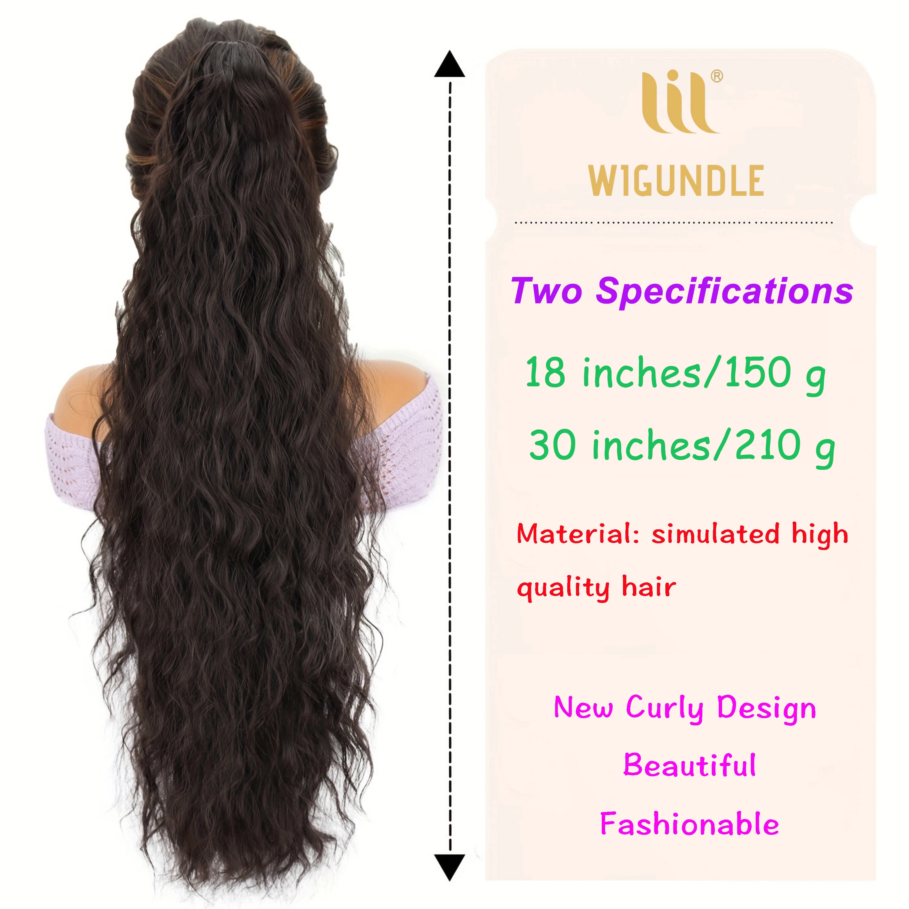 VEYDA 18/30inches Synthetic Long Curly Wavy Ponytail Wig Claw Clip Ponytail Hair Extensions for Women Hairpiece for Daily Use