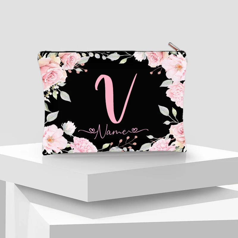 Personalização floral Make Up Bag para Mulheres, Cosméticos de luxo Organizador Clutch, Glamorous Kits Viagem WC, Vanity Case