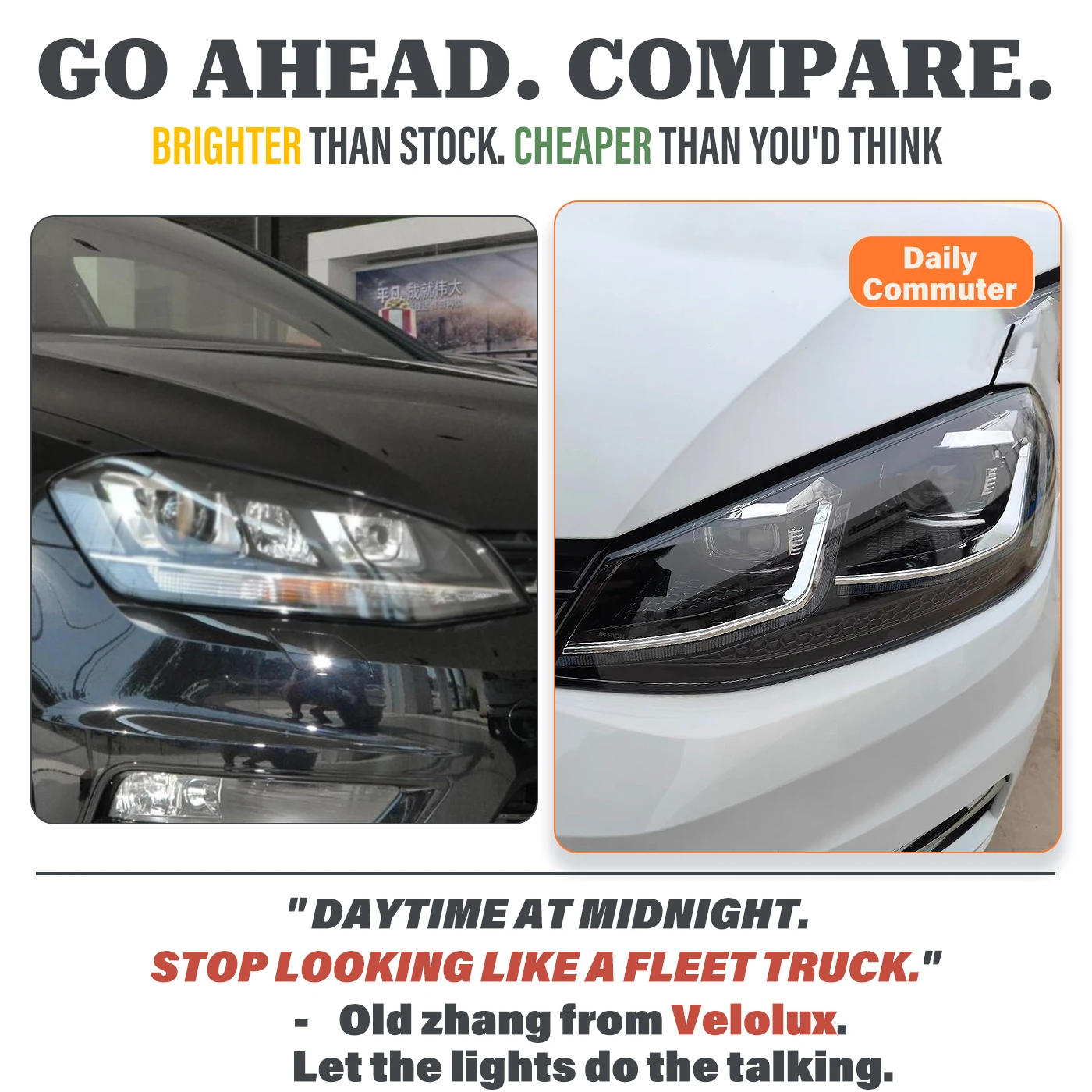 For VW Golf 7/7.5 MK7/MK7.5 2013-2020 LED Upgrade Headlight Assembly w/ BI-LED Projector Dynamic Animation 10-Pin Halogen ONLY