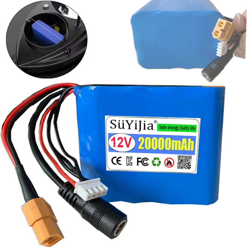 

3S4P 18650 Lithium Ion Battery 12V 20000mAh with BMS High Power Remote Control Fishing Bait Boat Battery for V030 GPS Bait Boat