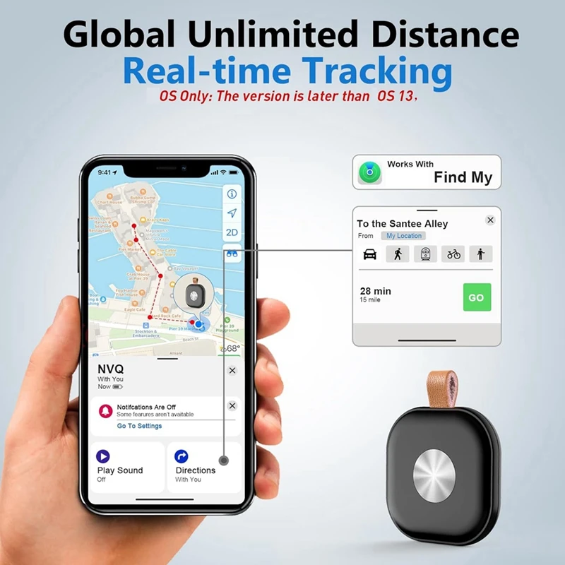 جهاز تعقب المفاتيح اليومي لـ Apple Find My Airtag مع سلسلة مفاتيح، محدد موقع العناصر الذكي لتتبع مفاتيح السيارة