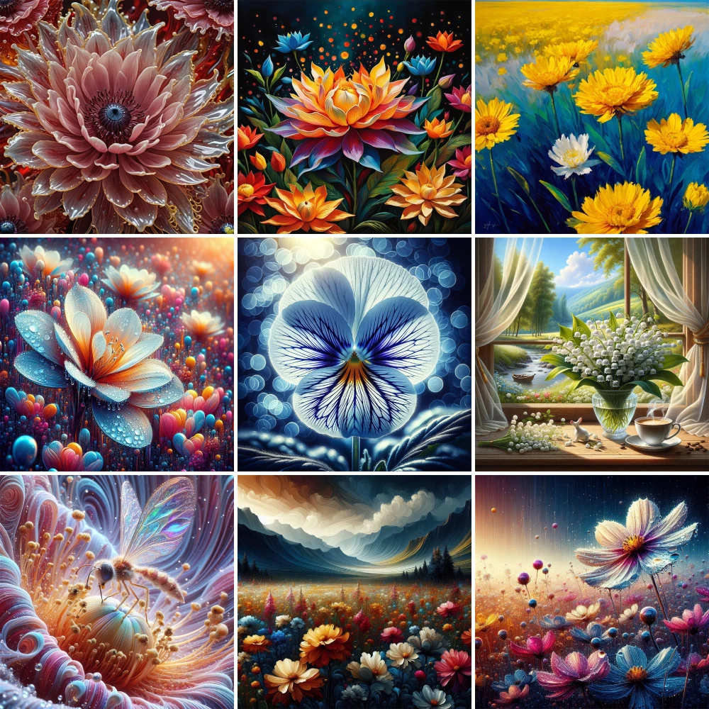 Art Craft Ideas For Adults - Çiçekler Pansy Lotus boya numaraları elmas