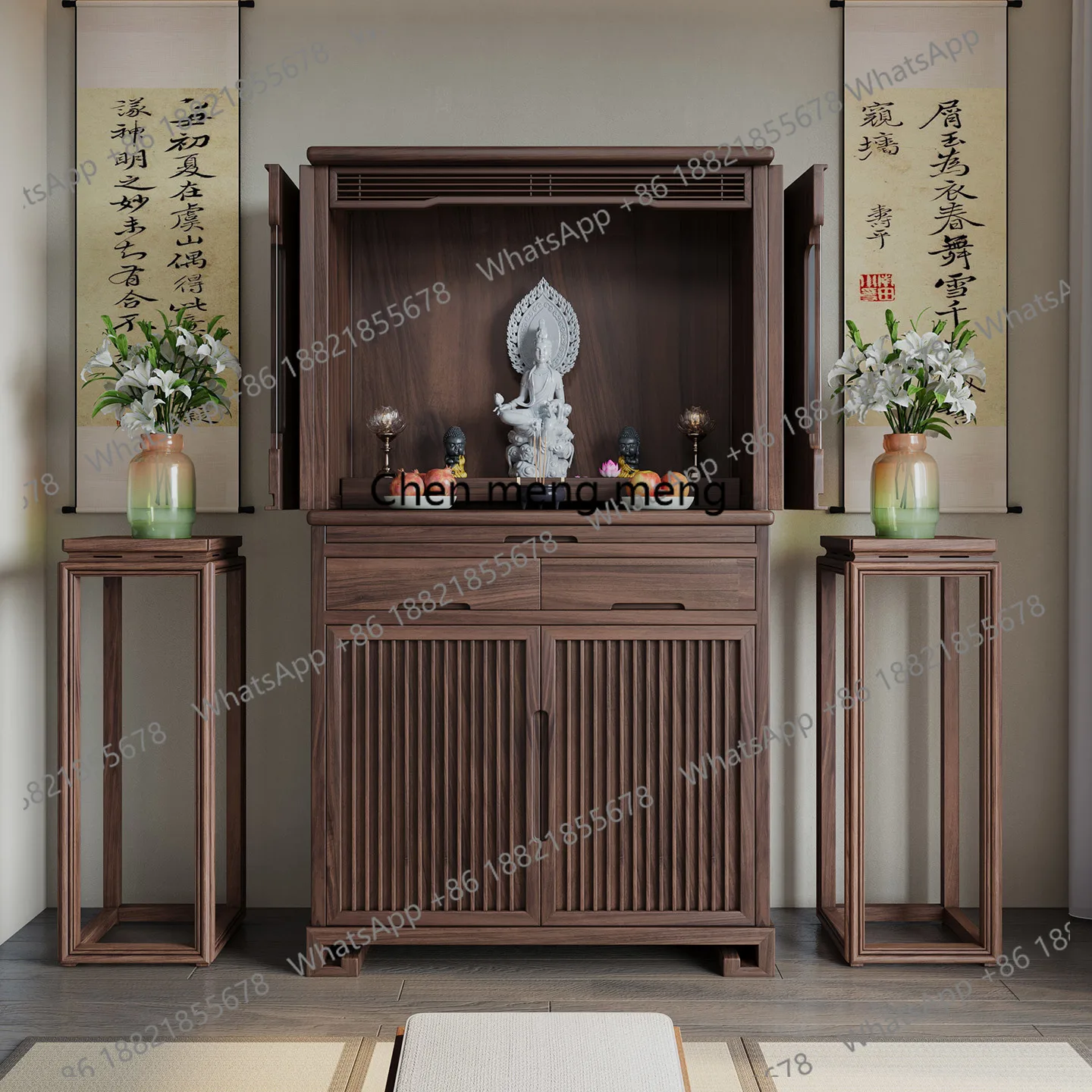 

New Chinese Style Standing Cabinet Buddha Altar Home Incense Table Simple Buddha Cabinet God of Wealth Buddha Hall Altar
