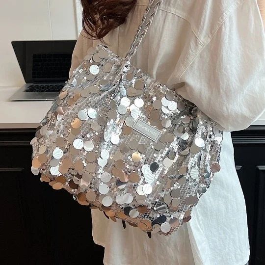 2026 Crystal Shining Girl Korean Messenger OL Cosmetic Big Totes Woman Shoulder Bag Casual Girl Women Bag Lady Handbag Purses