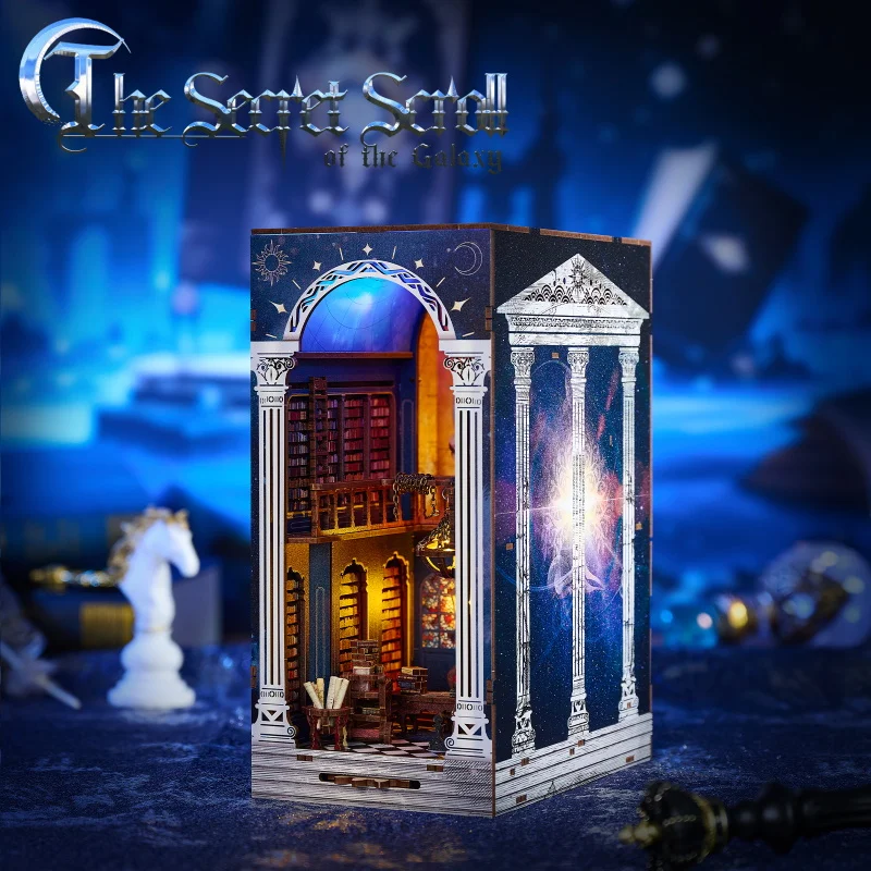 NEW DIY Wooden Book Nook Shelf Insert The Secret Scroll Of The Galaxy Miniature Model Kits Bookshelf Bookend for Friends Gifts