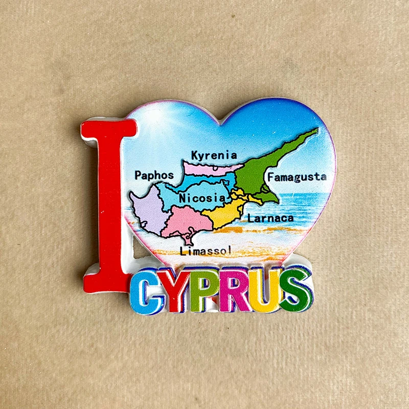 Cyprus Refrigerator Sticker Heart around the world home decor gifts Creative personality resin magnets