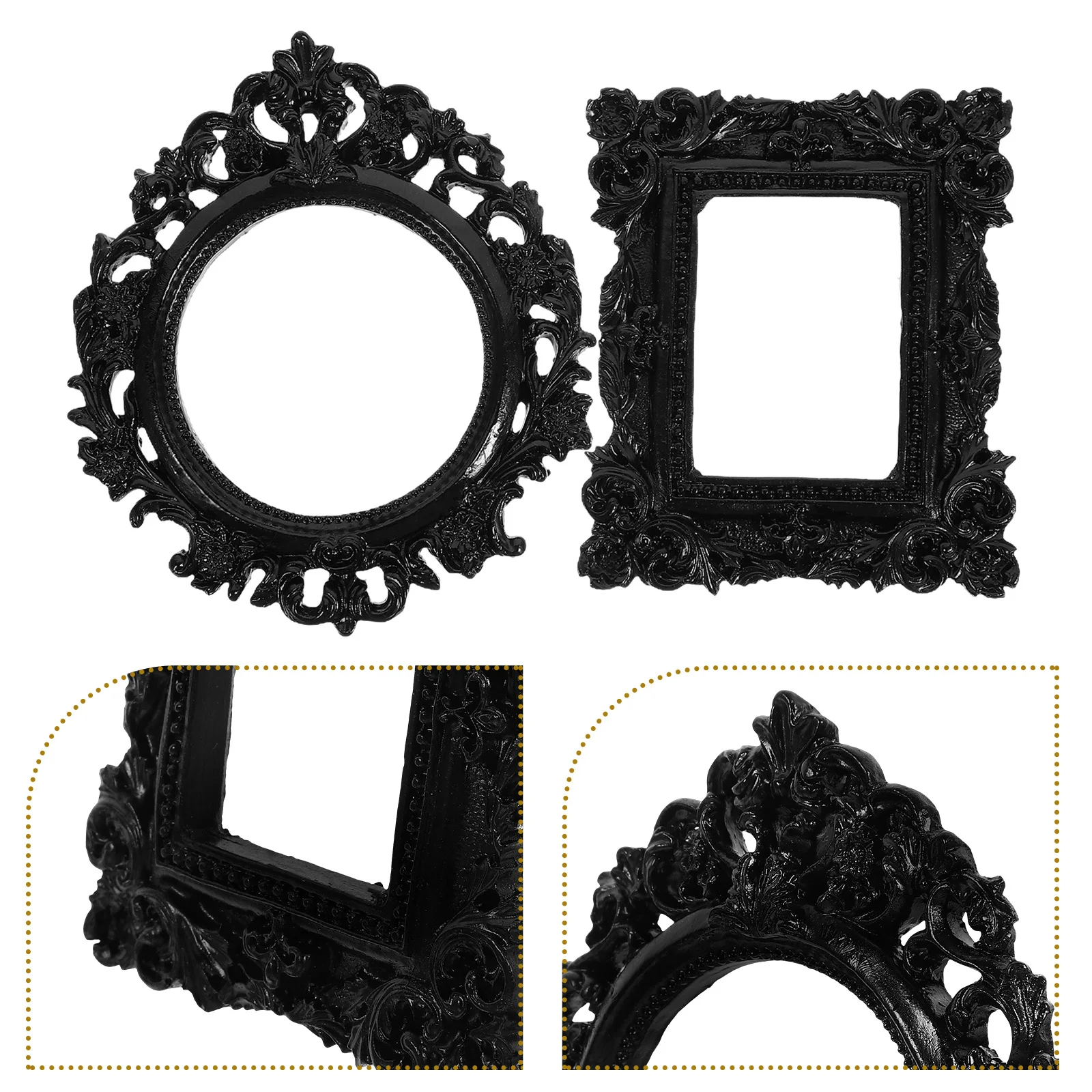 

2pcs Mini Resin Picture Frames Vintage Style Photo Prop For Jewelry Display Small Frame Bulk Pack Home Decor Photography