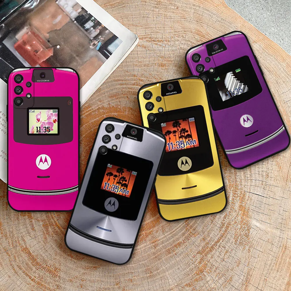 Motorola Razr Pink Phone Case For Samsung Galaxy A52 A54 A53 A55 A51 A50 A72 A71 A73 A90 A80 A42 A35 A34 A33 A32 A31 4G 5G Cover