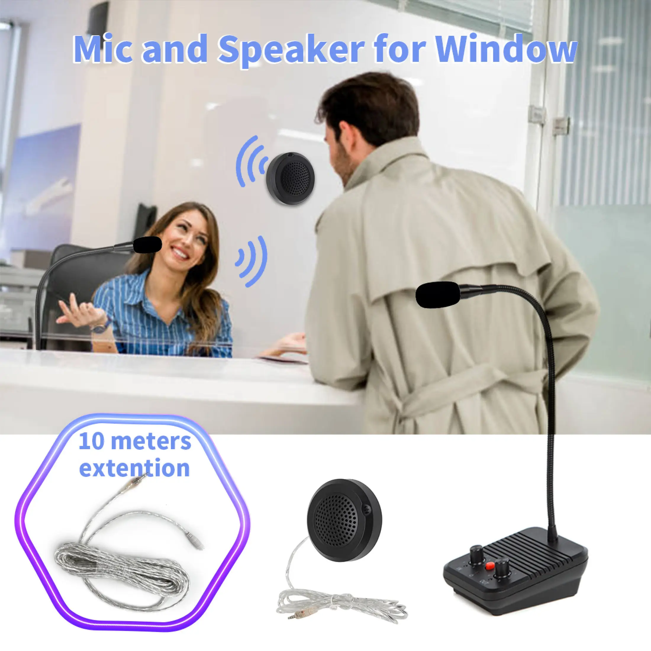 Counter Intercom System Easy Installation Bank Intercom 2 Way Window Intercom