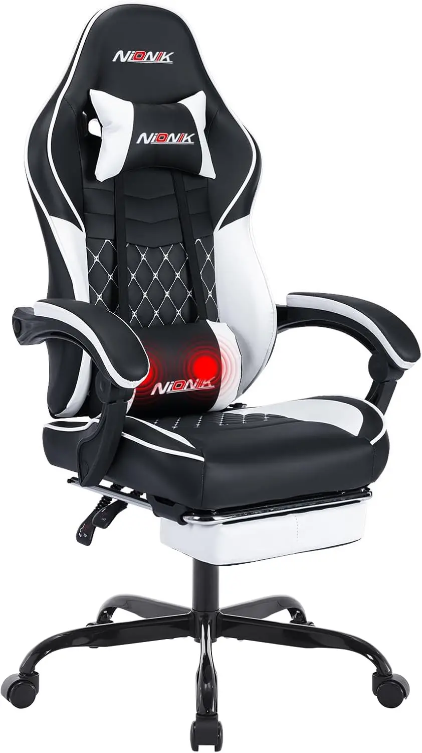 

Video Gamer Chairs,Computer Gaming Chairs withMassage Lumbar Support andfootrest,Racing Style Computer Chair Adjustable Headrest