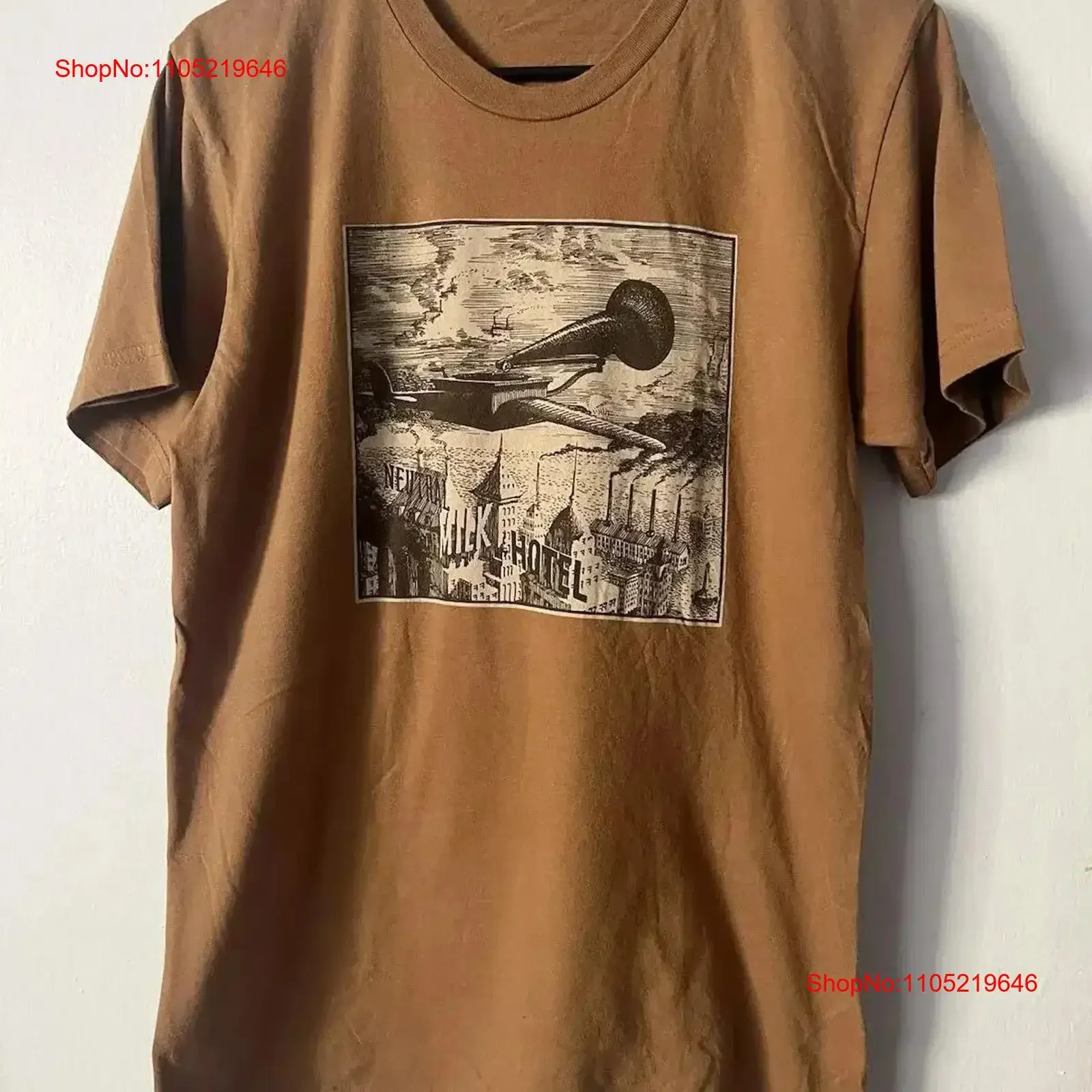 Neutral Milk Hotel 2014 Tour Brown T Shirt Size S 5XL vintage Washed fashion Casual homme Slightly streetwear graphic Soft