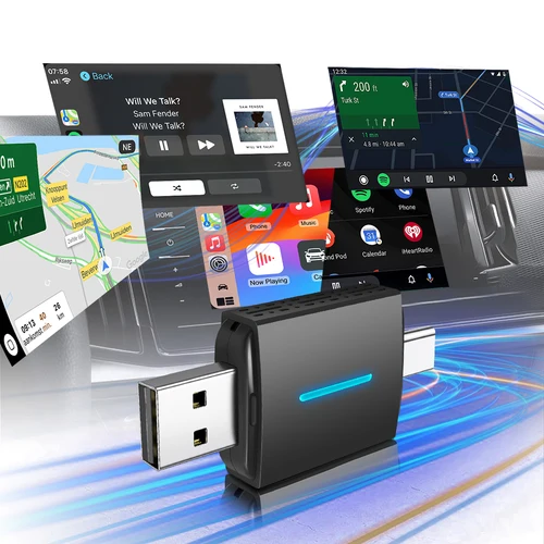 Imagen 2 del producto Adaptador inalámbrico 2ln1 CarPlay Android Auto de interfaz Dual, Dongle inteligente WiF de 5Ghz, Mini enchufe de caja, conexión rápida Universal