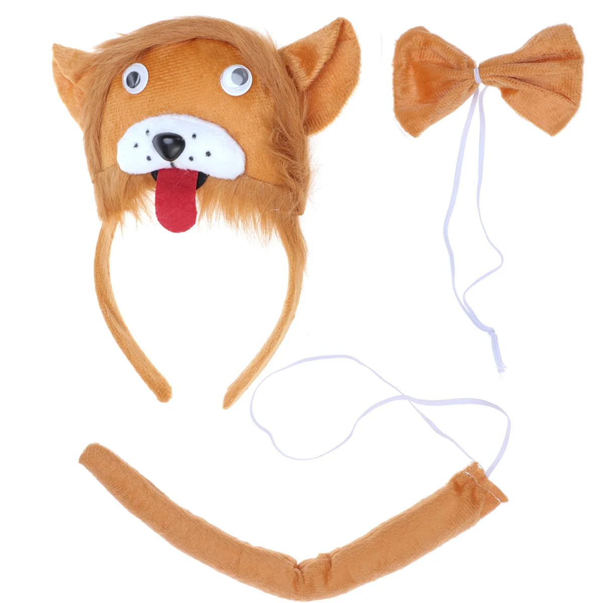 3Pcs Lion Ears Headband Tie Tail Set Kids Animal Costume Party Favors Photo Props Kids Costumes Children Party Supplies