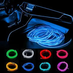 Car Interior Atmosphere Light 5V EL Cold Light Line Tube LED Neon Strip USB Auto Decoration DIY Flexible Ambient Lamp 1M/3M/5M