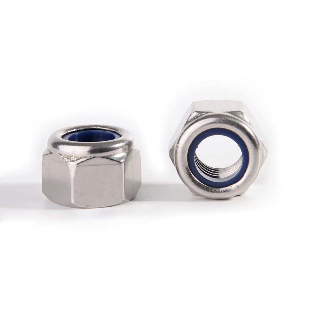 Picture 5: Nylon Insert Hex Lock Nuts 304 Stainless Steel Metric Locknuts Coarse Thread Self-Locking Nuts M3 MM4 M5 M6 M8 M10