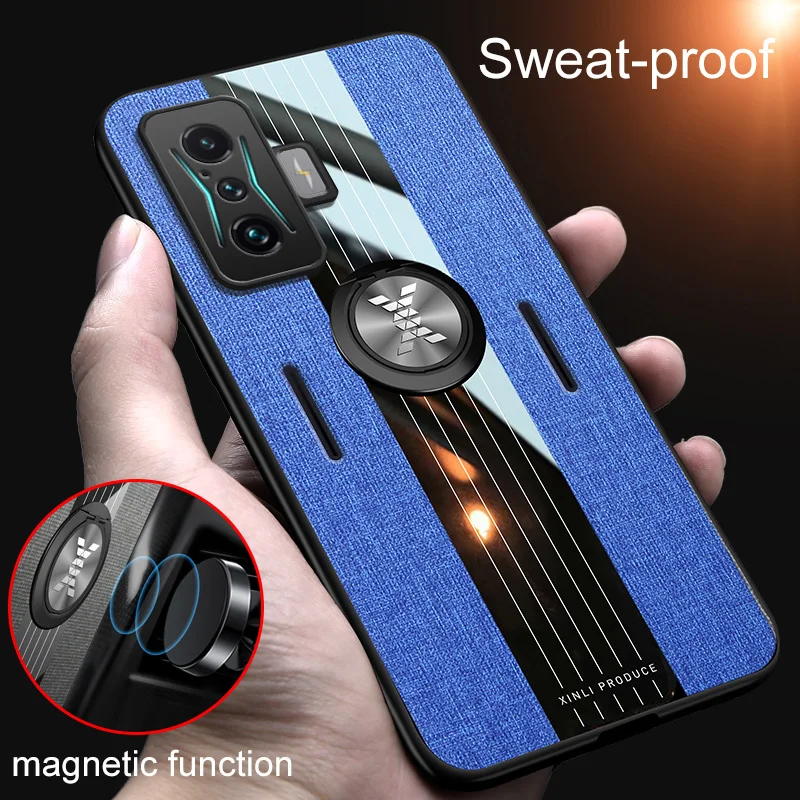 For Xiaomi POCO F4 GT Case Luxury Hard Cloth With Ring Stand Magnet Slim Protective Back Cover For Xiaomi POCO F4 GT Phone Shell