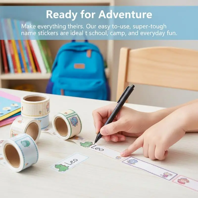 60Pcs/Roll DIY Self-Adhesive Cartoon Name Stickers Handwritten Labels for Kids Party Gift Bag Decoration Use