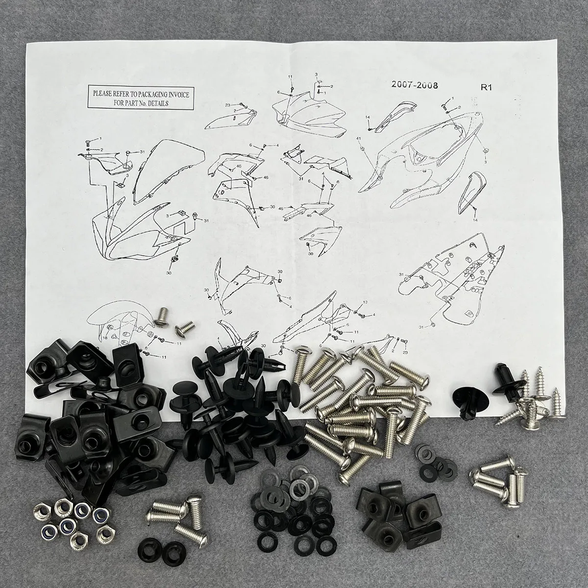 Motorcycle Complete Fairing Bolt Screw Fastener Speed Nuts Kit For YAMAHA YZF R1 2007 2008 YZF-R1 07 08