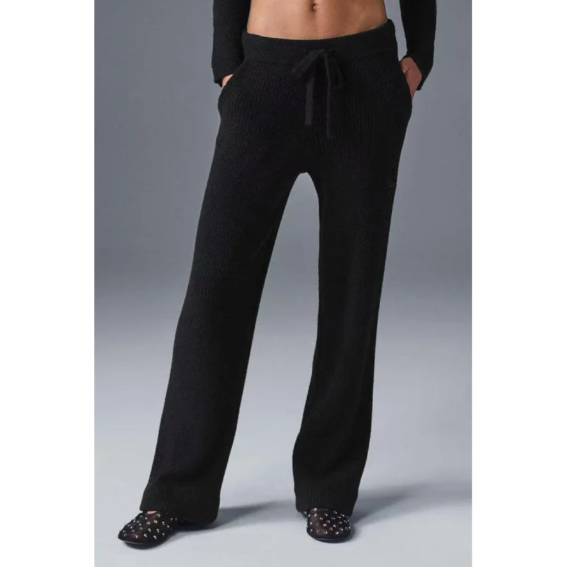 

Women Knit Wide Leg Pants Casual Straight Trousers Soft Comfortable High Waist Loose Fit Daily Wear Fashion Bottoms for Autumn