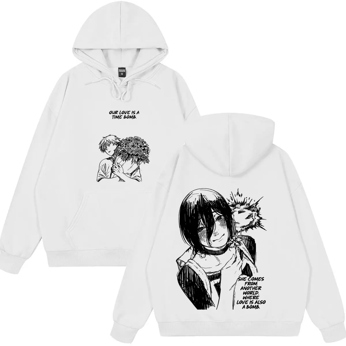Anime Chainsaw Man T-Shirt Reze Denji Manga Grafik-Hoodies Winter-Fleece-Bekleidung Herren Damen Kleidung Lässige Oversize-Streetwear – Detail 3