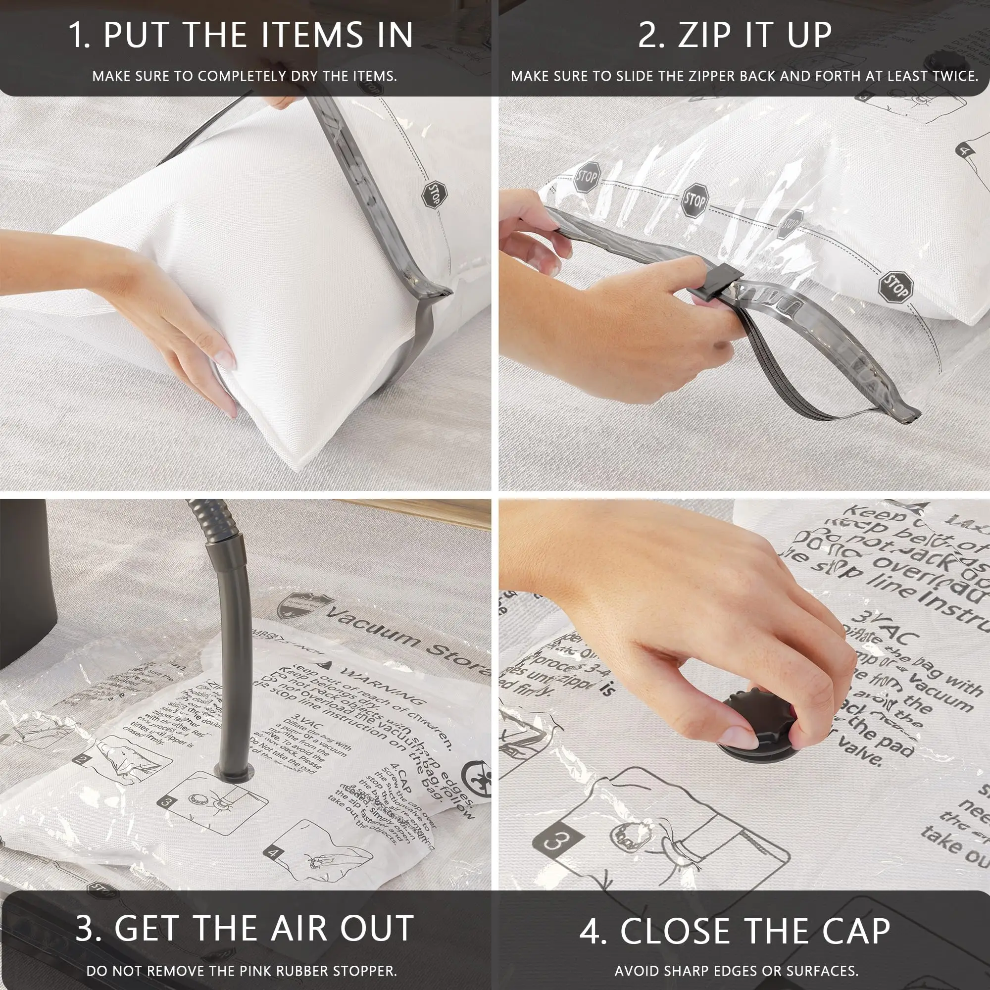 4pcs Vacuum Compression Bag Storage Bag Quilt Clothing Clothes Special Down Jacket Quilt Suitcase Travel Pumping Bag