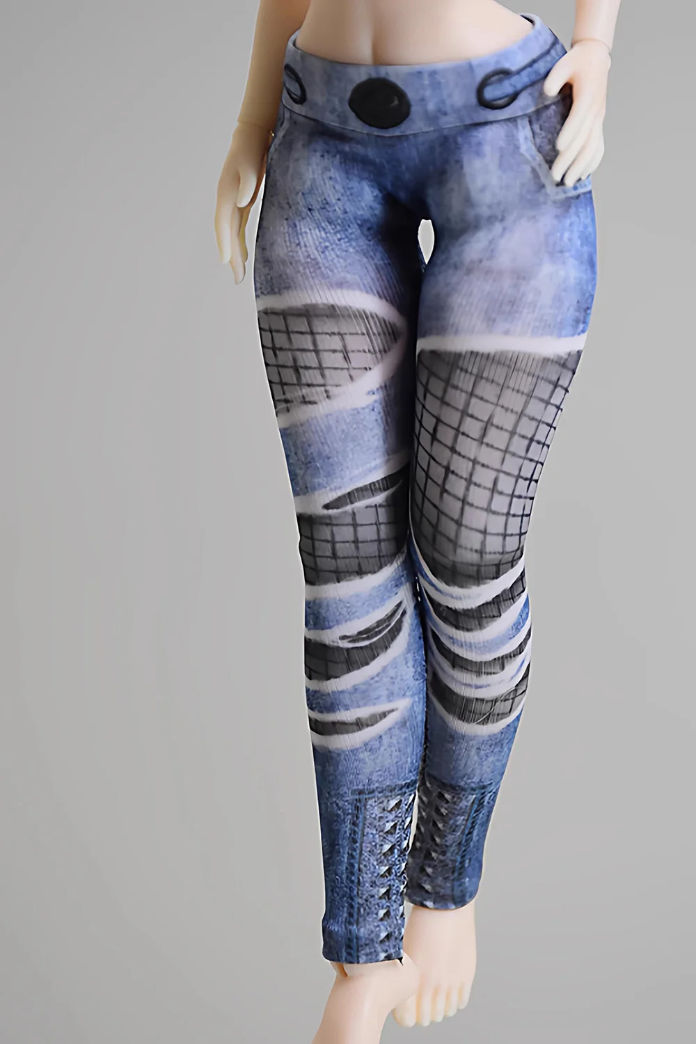 【15 days shipping】1/8 Scale Female Open Chest Long Sleeves Tight Shirt High Stretch Jeans Denim Skirt Clothes Model view 4