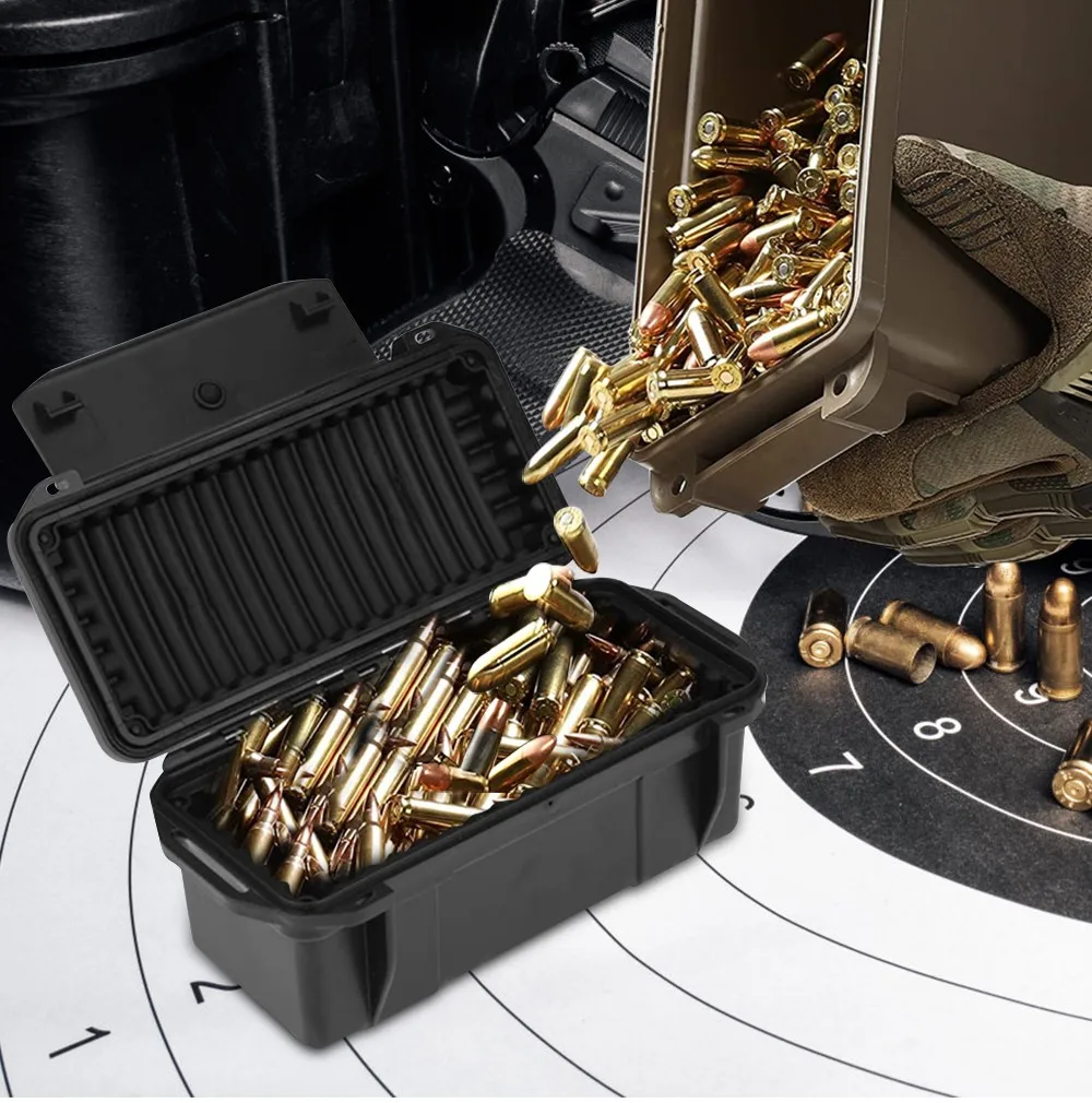 Tactical ammunition box Plastic waterproof shockproof ammunition accessory and tool box Military storage protection equipment